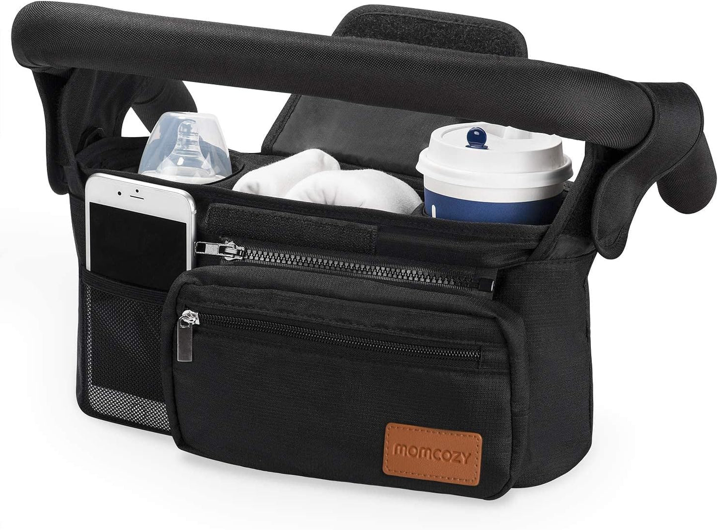 Momcozy Universal Stroller Organizer - Insulated Cup Holder & Detachable Phone Bag | Fits Most Strollers