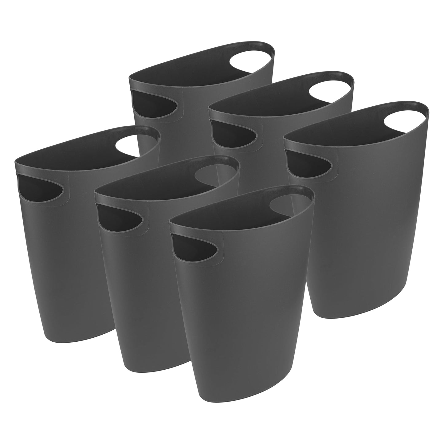 Superio Slim Bathroom Trash Can 2 Gallon Plastic Small Compact Waste Basket for Bedroom, Dorm, Under Office Desk, Narrow Portable RV Dustbin, 6 Grey