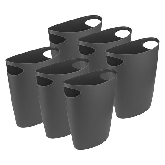 Superio Slim Bathroom Trash Can 2 Gallon Plastic Small Compact Waste Basket for Bedroom, Dorm, Under Office Desk, Narrow Portable RV Dustbin, 6 Grey