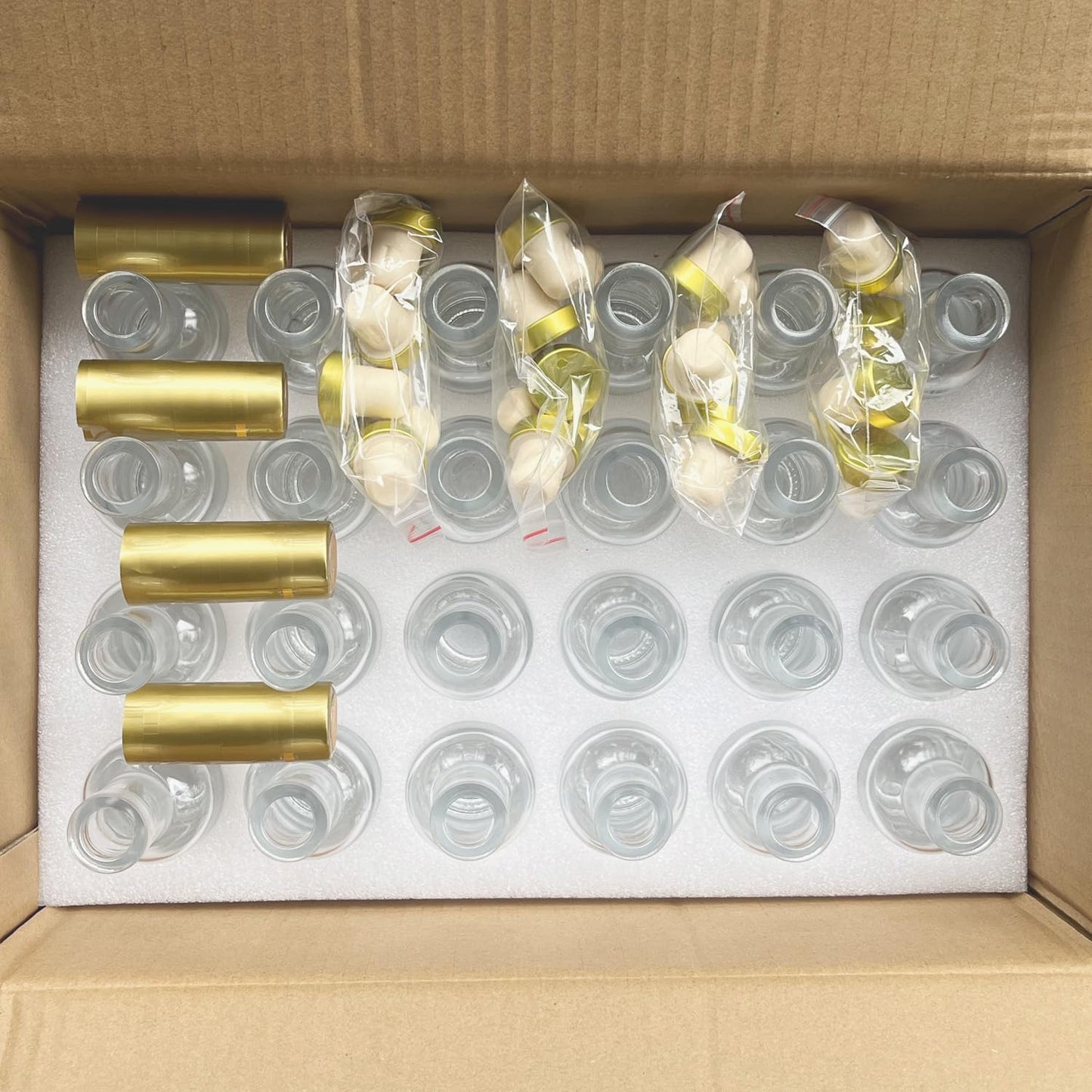Kaachli Clear Glass Bottles 3 oz - 100ml [Pack of 24] for Wine Beverages Drinks Oil Vinegar Kombucha Beer Water Soda with Cork Stopper Airtight Lid