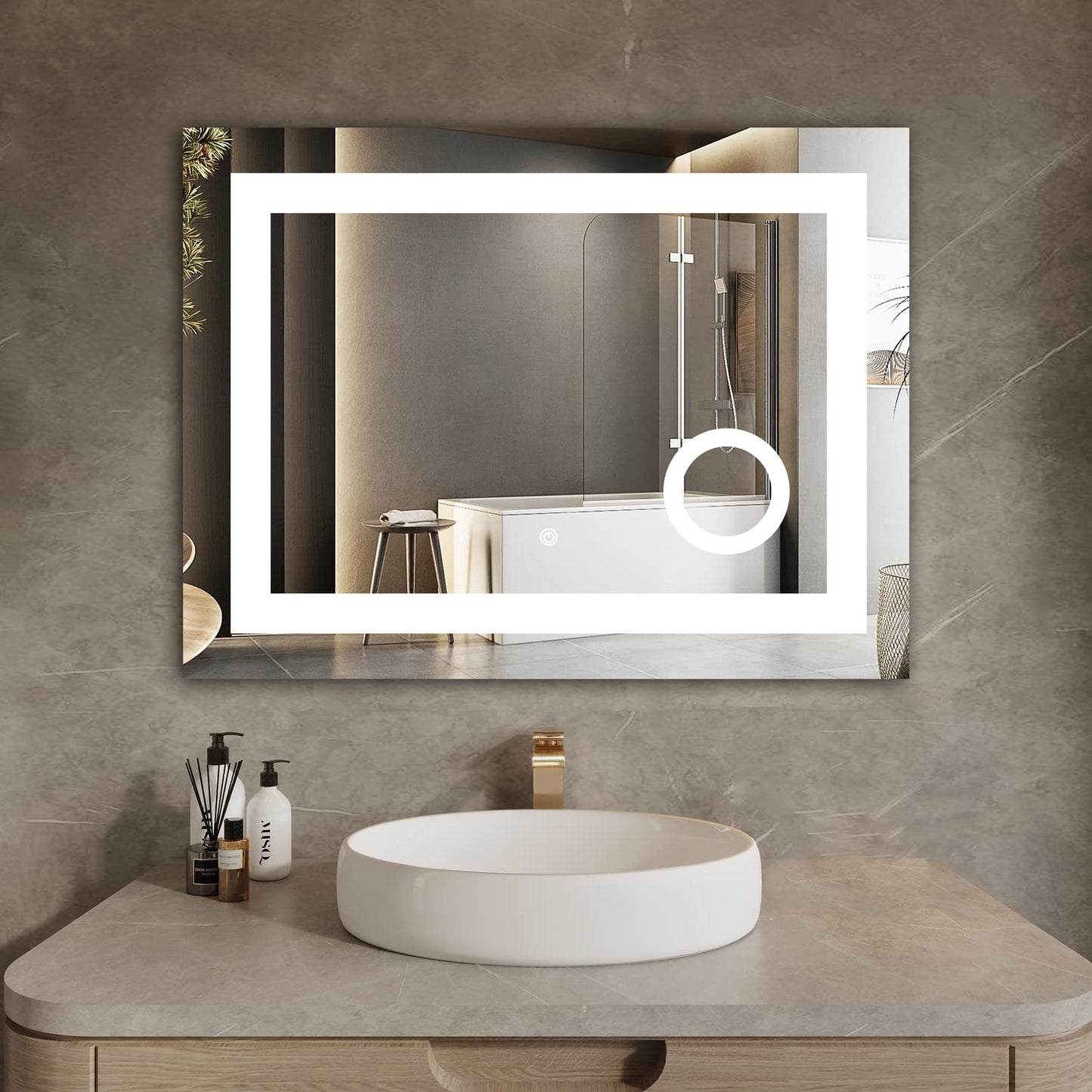 MIRPLUS 24 x 32 inch Bathroom Mirrors for Wall, LED Bathroom Mirror with Lights, Rectangular Bathroom Mirror with 3X Amplifier Anti-Fog Mirrors