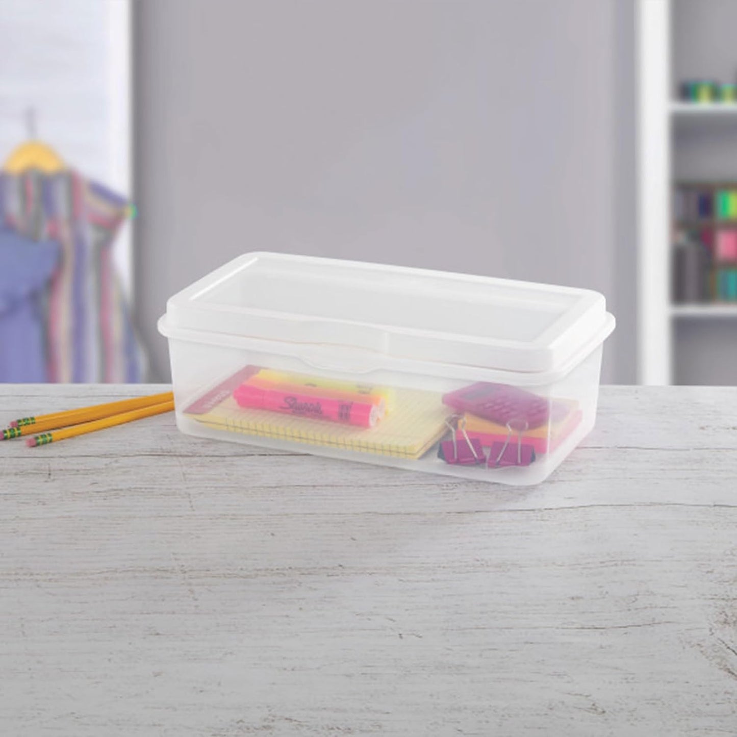 Sterilite 12-Pack Clear Flip-Top Stackable Storage Bins - Convenient Hinging Lid Design