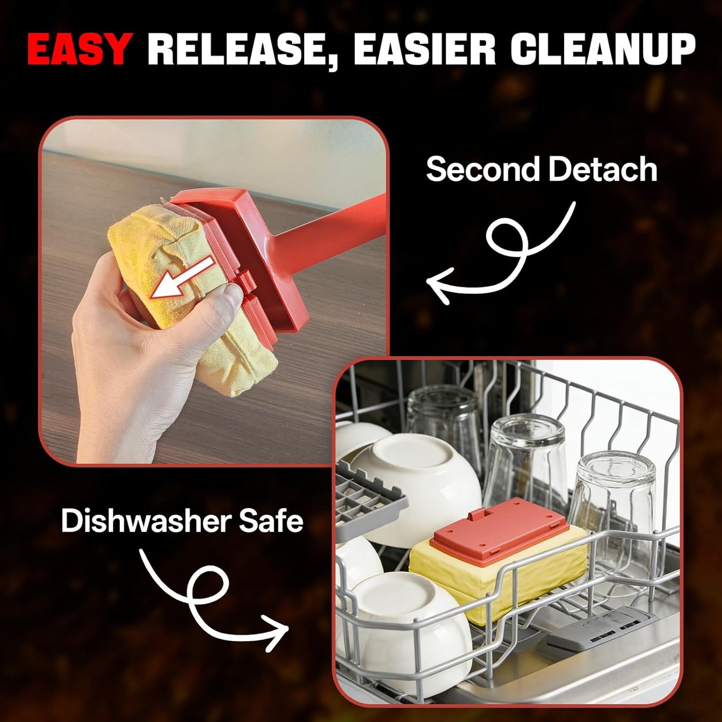 Skiennix Grill Brush - Bristle-Free Outdoor Grill Cleaner with Detachable, Dishwasher-Safe Head | Bonus BBQ Scrub Daddy Replacement Head