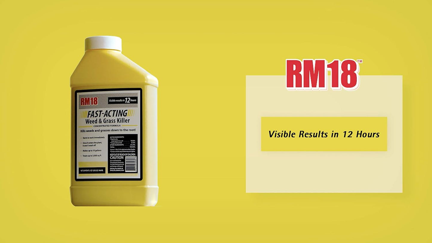 RM18 Fast-Acting Weed & Grass Killer Herbicide - 32 Ounce for Quick Results