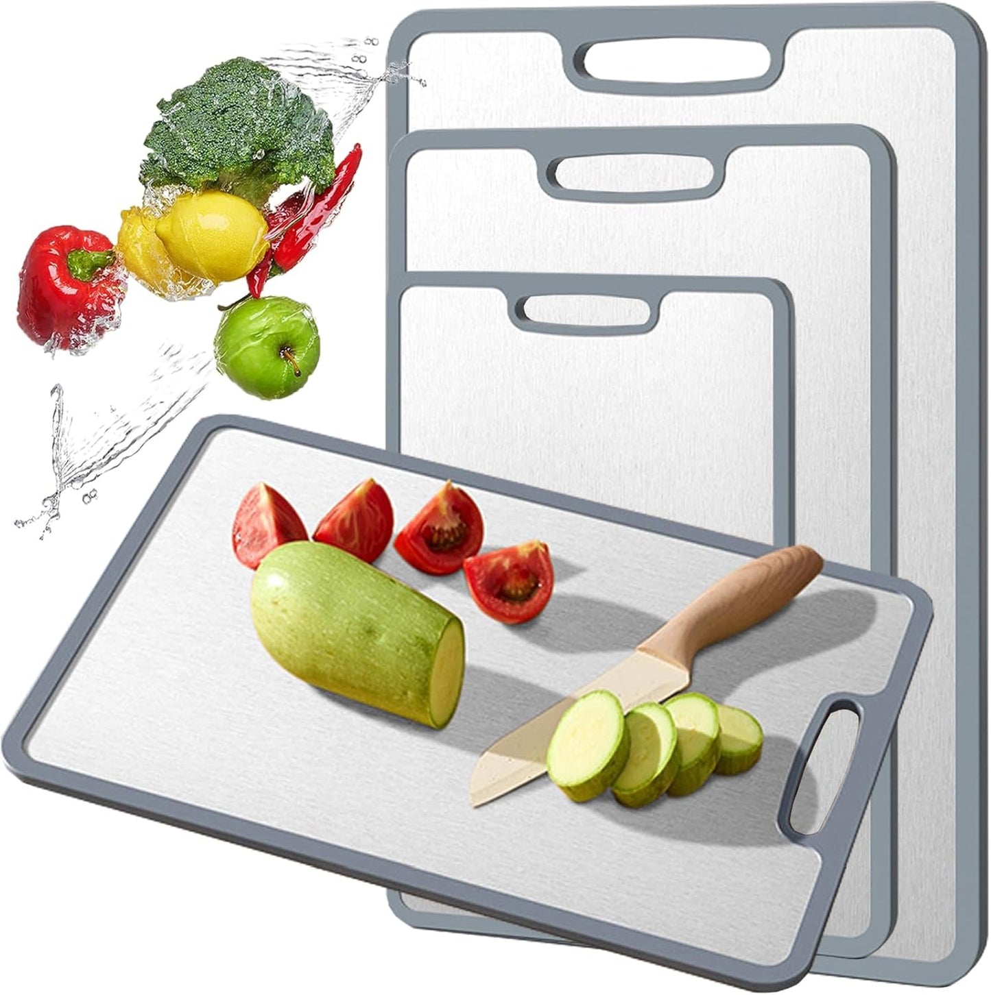 Titanium Cutting Board - Double-Sided Non-Slip Silicone Edging | Durable Food-Grade Chopping Board (Small)