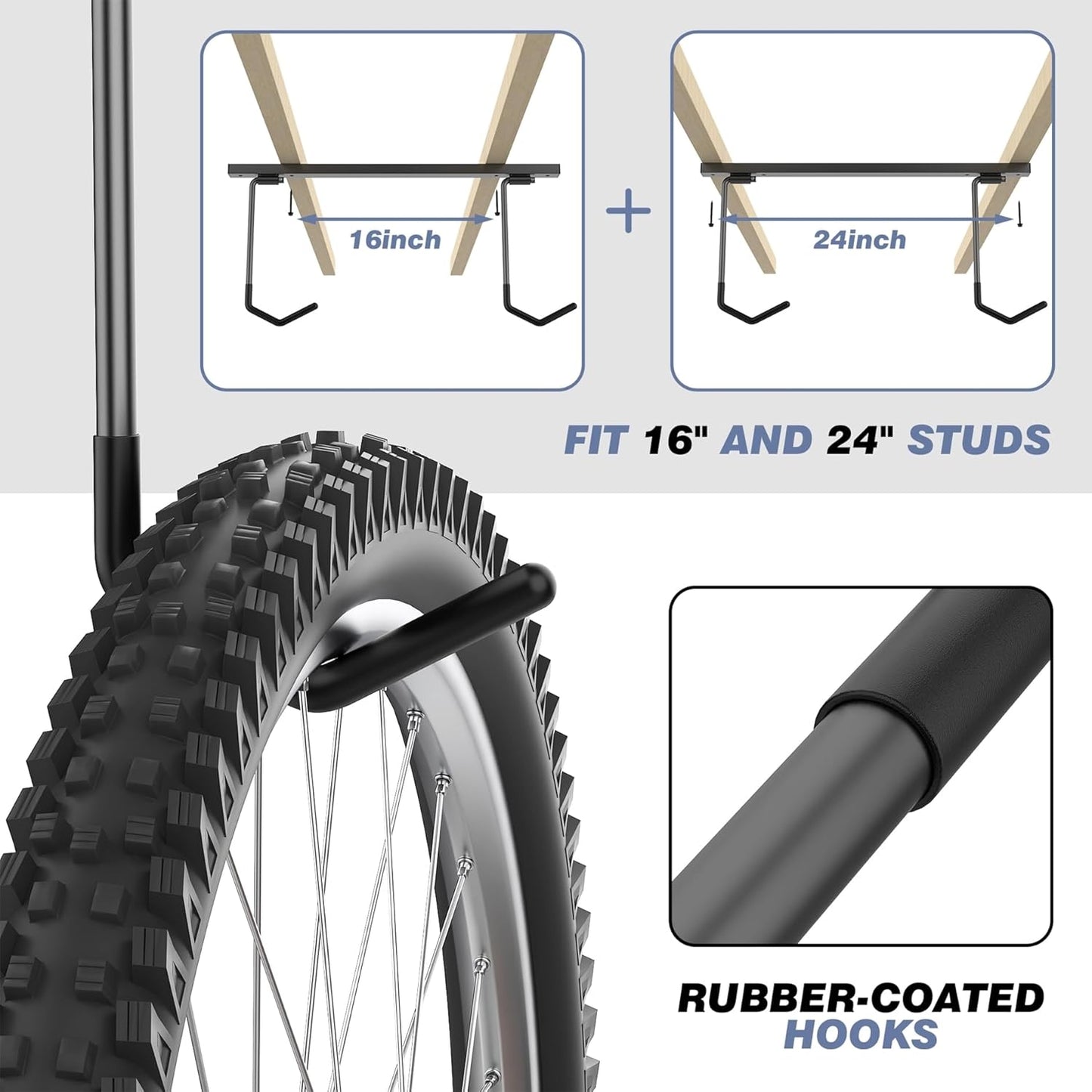 WALMANN Ceiling Mounted Bike Rack - Space-Saving Storage for 2 Bikes Horizontally or 4 Bikes Vertically