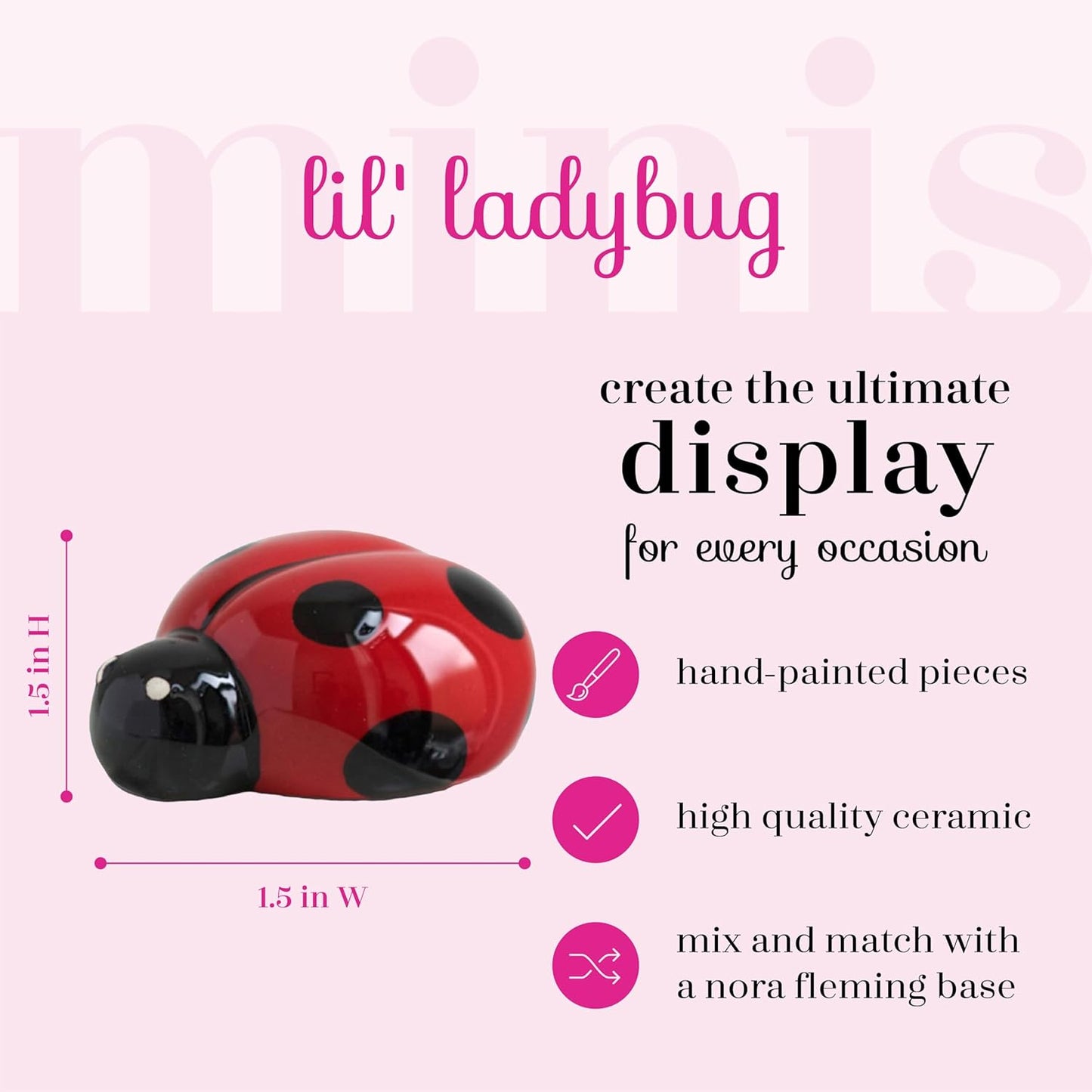 Hand-Painted Nora Fleming Lil' Ladybug Mini Décor - Unique Summer Ceramic for Home & Office