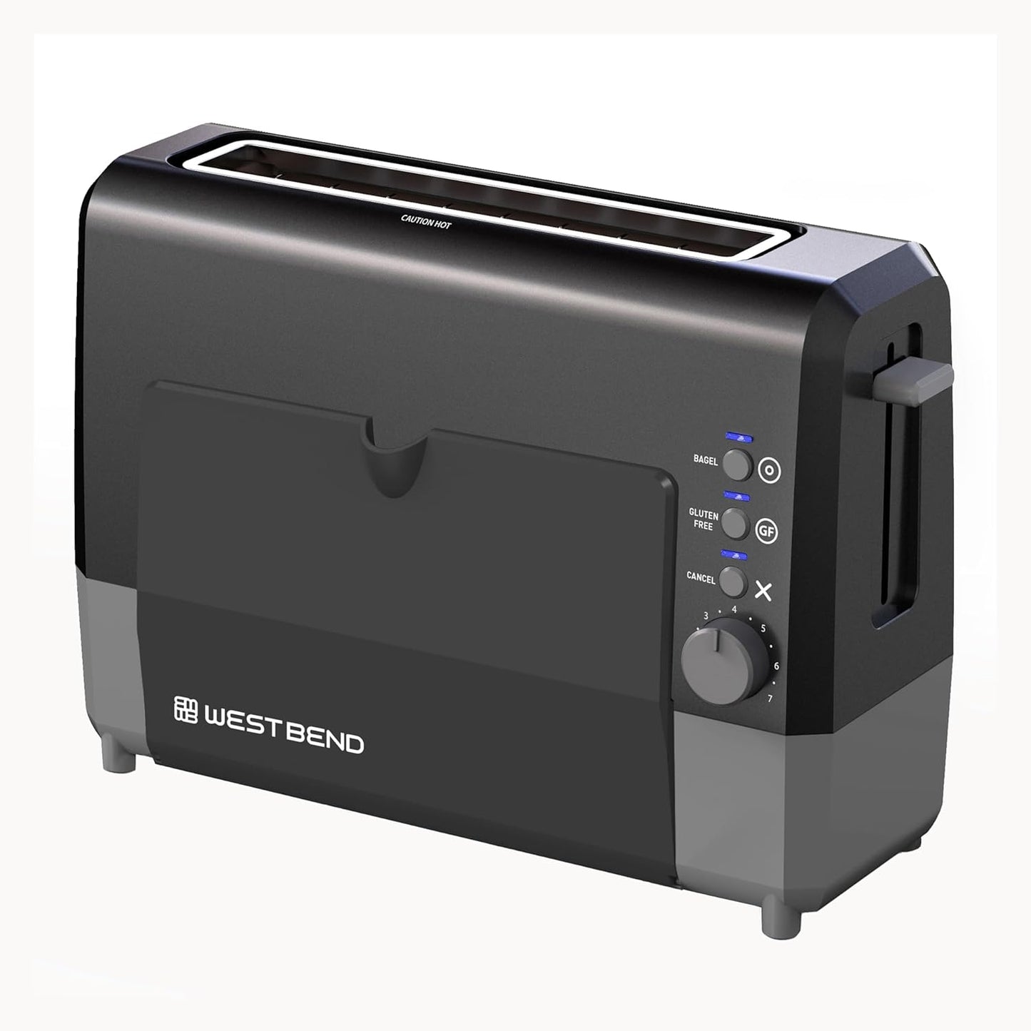 West Bend QuikServe Toaster - 2-Slice Wide-Slot Design with Bagel & Gluten-Free Settings | Black, 1400-Watts