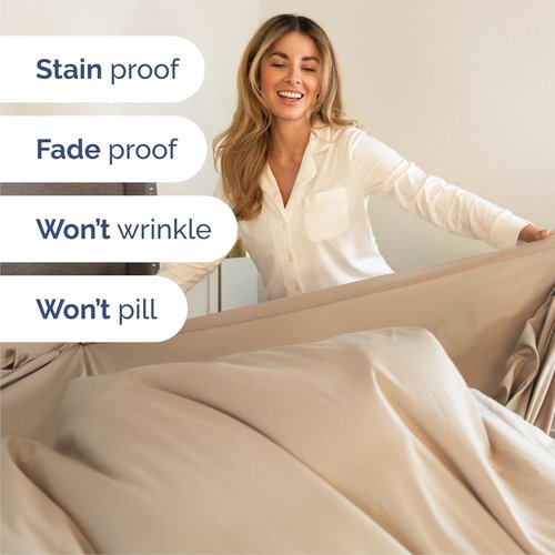 Cal King Size 4 Piece Sheet Set | Skiennix Comfy Cooling Bed Sheets - Ultra-Soft, Wrinkle-Free, Deep Pockets - Luxury Bedding in Cream