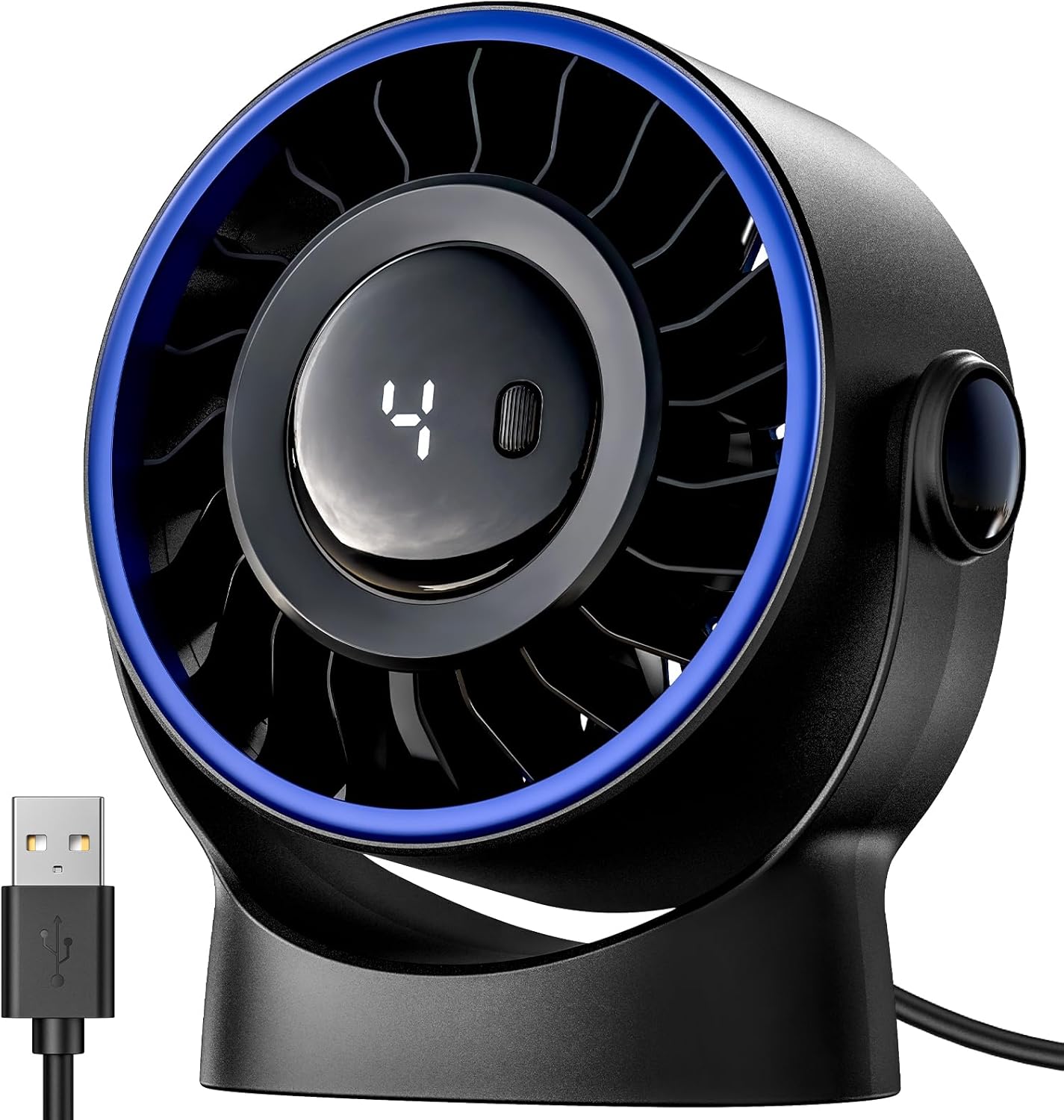 Sweetfull USB Small Desk Fan - 5-Inch Mini Personal Fan with 4 Speeds & 360° Adjustable Tilt | Quiet & Portable for Home, Office, Travel - Black