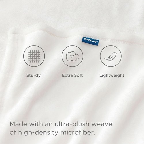 Bedsure GentleSoft Fleece Bed Blanket - Cozy Plush Microfiber Full Size White, 84x90 Inches