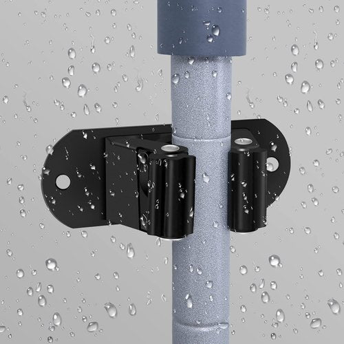 HYRIXDIRECT Heavy Duty Mop and Broom Holder - Wall Mounted Stainless Steel Organizer | Black