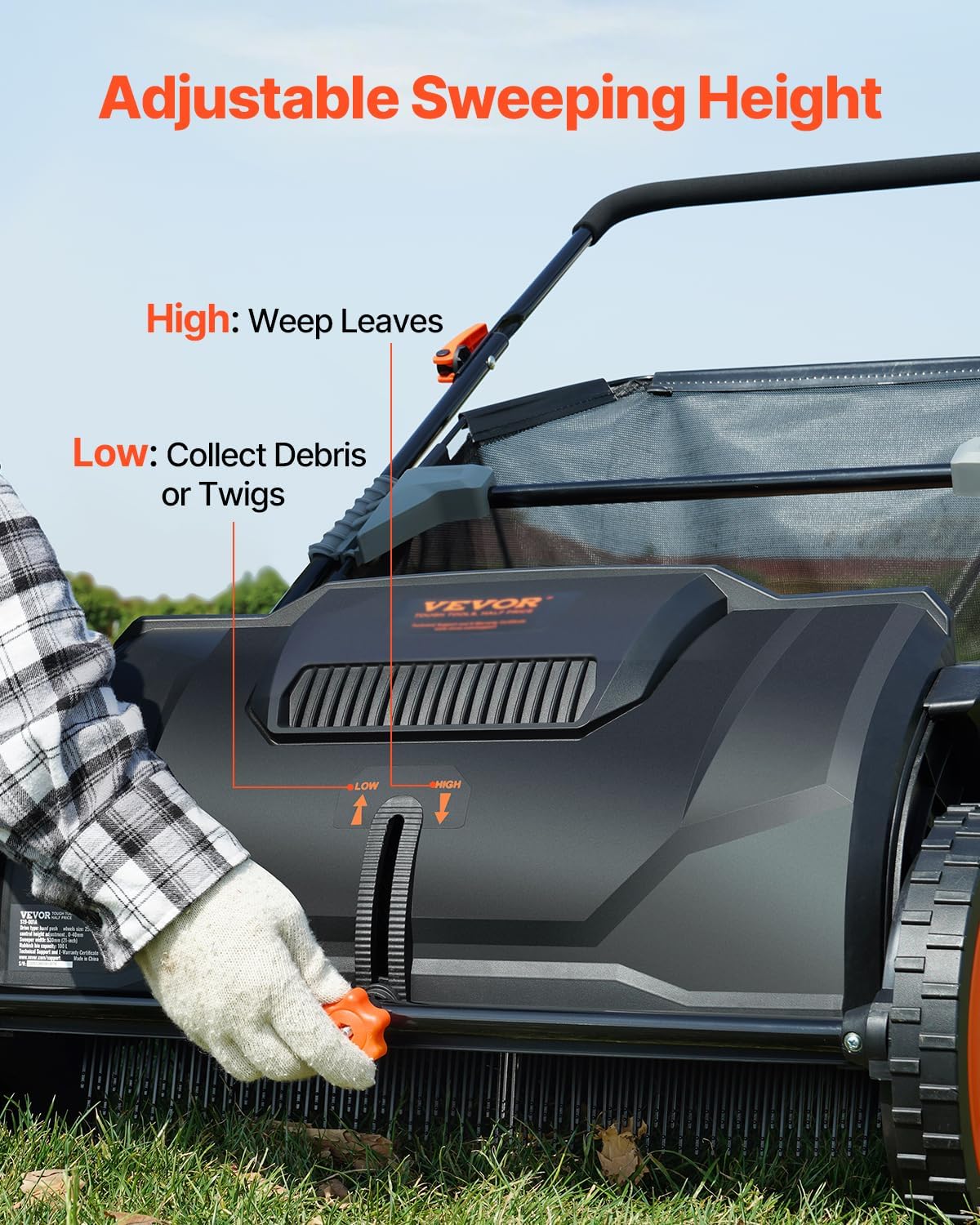 VEVOR Push Lawn Sweeper - 21-Inch Heavy-Duty Leaf & Grass Collector with 3.5 Cu. Ft. Capacity
