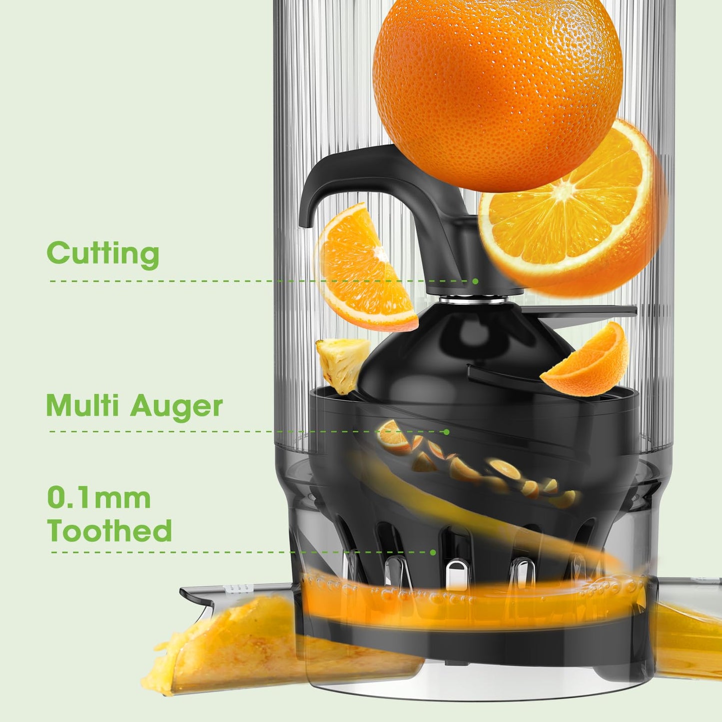 SMALLHOO Juicer Machines, 5.3" Wide Feed Chute Cold Press Juicer for Whole Vegetables & Fruits, High Juice Yield, BPA Free (Slivery)