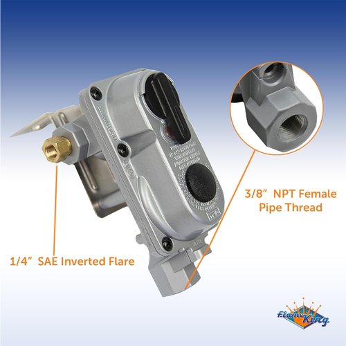 Flame King 2-Stage Auto Changeover LP Propane Gas Regulator - Includes Two 12-Inch Pigtails for RVs, Vans, Trailers
