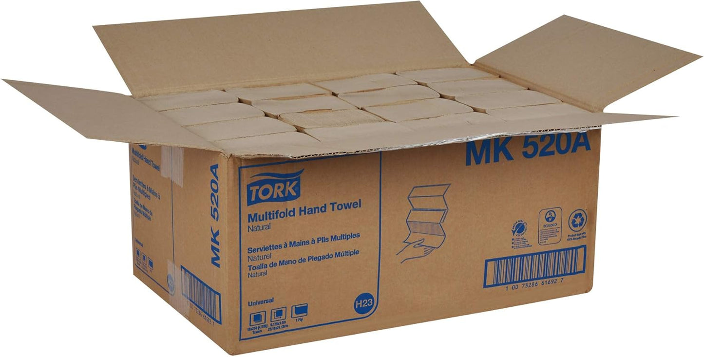 Tork Multifold Hand Towels - 100% Recycled, FSC Certified | 16 Packs of 250 Sheets Each