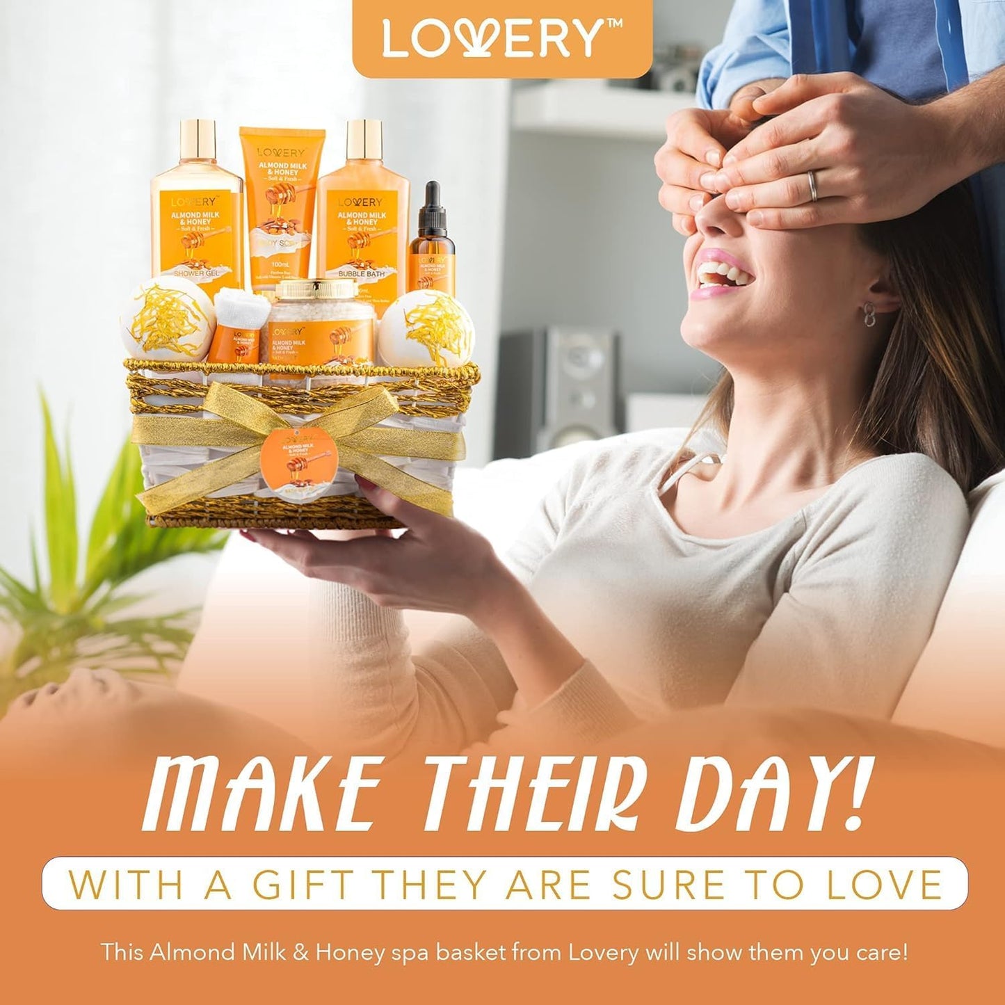 Mothers Day Gifts for Mom Women Gift Basket for Women - 10 Pc Almond Milk & Honey Beauty & Personal Care Set - Home Bath Pampering Package for Relaxing - Spa Self Care Kit - Birthday, Mom, Anniversary