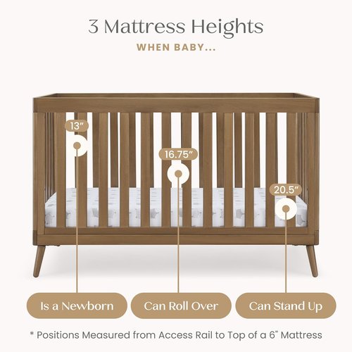 Delta Children Essex 4-in-1 Convertible Crib - Greenguard Gold Certified | Chestnut Finish