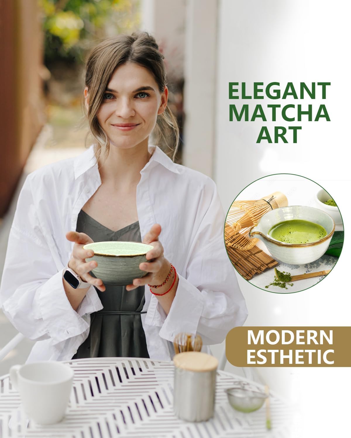 Taruzil Matcha Whisk Set - Bamboo Whisk, Bowl, Scoop & Sifter | Perfect Unique Gift for Women & Moms