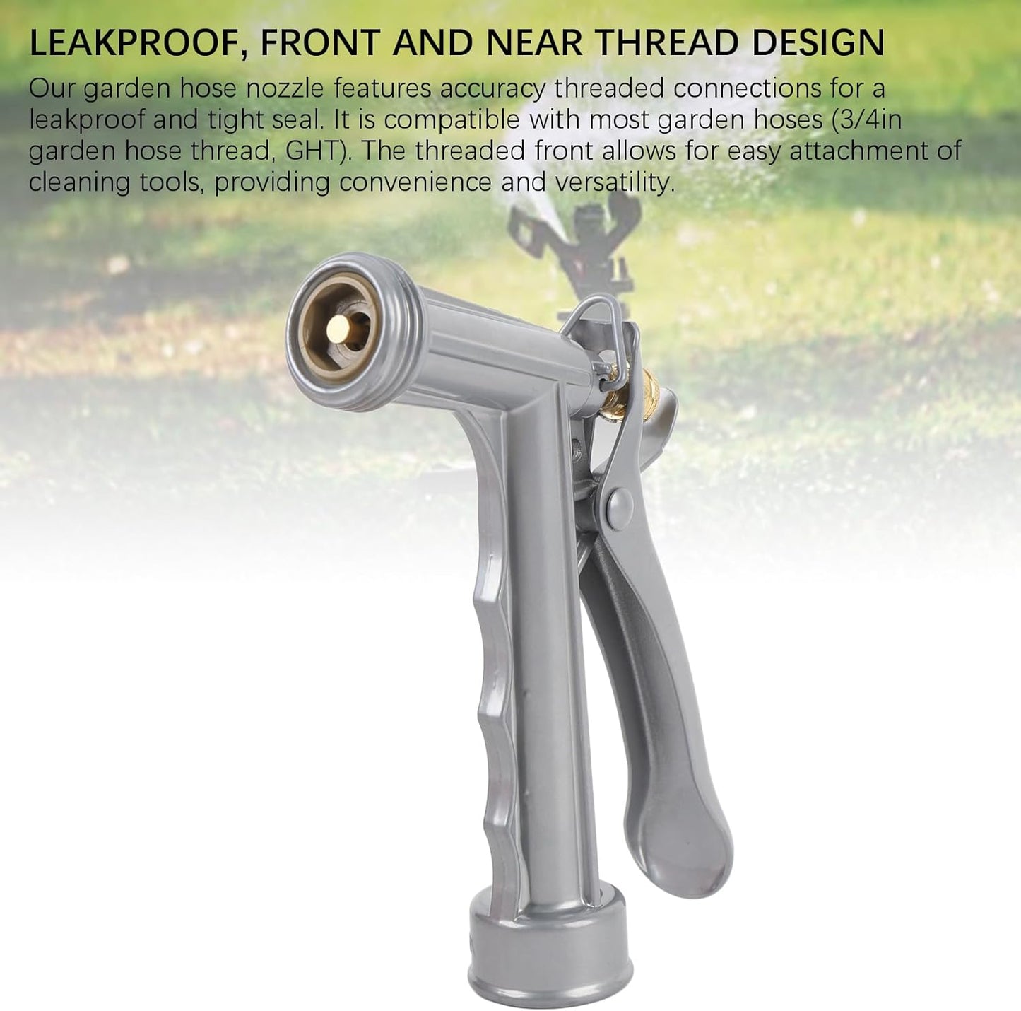 Skiennix Heavy Duty Metal Garden Hose Nozzle - Adjustable Spray Patterns for Lawn, Car & Pet Care