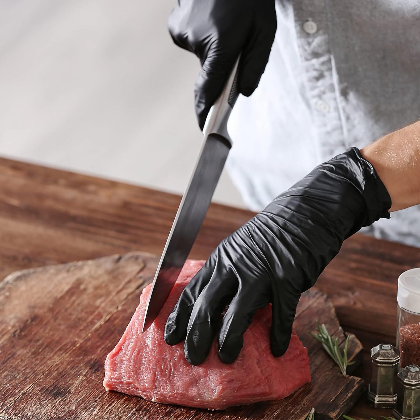 Vinyl Exam Gloves - 4 Mil Thickness | Medium Size, Black & Clear - 100 Count Each