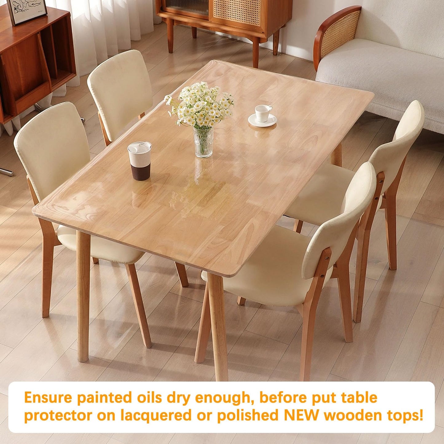 36 x 108 Inch Clear Plastic Dining Table Protector Tablecloth Desk Pad Mat Wooden Furniture Coffee End Office Conference Dinner Table Top Protection Countertop Cover Waterproof Rectangular PVC Vinyl