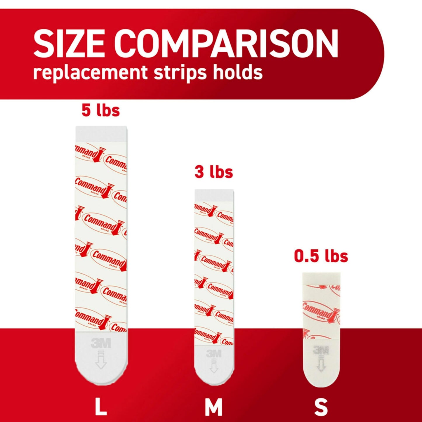 Command Indoor Large Replacement Strips, 20 Strips, Damage-Free Wall Hanging, Re-Hang Large Hooks for Home and Wall Decor, Holds up to 5 lb, White Adhesive