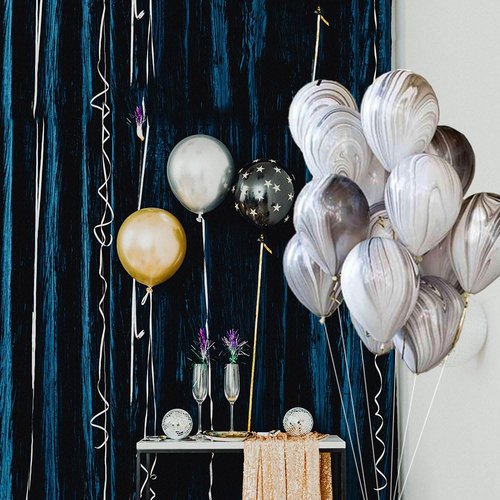 AnnoDeel 50pcs 12inch Marble Latex Balloons, Black White Grey Rainbow Marble Balloons for Wedding Baby Birthday Party Balloon Decorations
