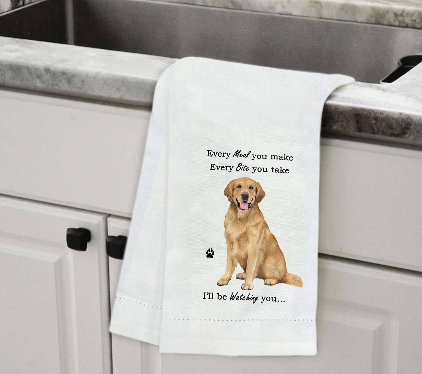 GOLDEN RETRIEVER Kitchen Towels - Soft, Highly Absorbent - GOLDEN RETRIEVER Gifts - Dish & Tea Towels - Reusable, Quick Drying - 100% Natural Cotton - For Pet Lovers