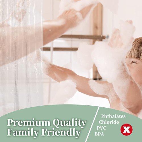 Barossa Design Shower Liner - Premium Clear PEVA Curtain with Rustproof Grommets & 3 Magnets, Waterproof Standard Size