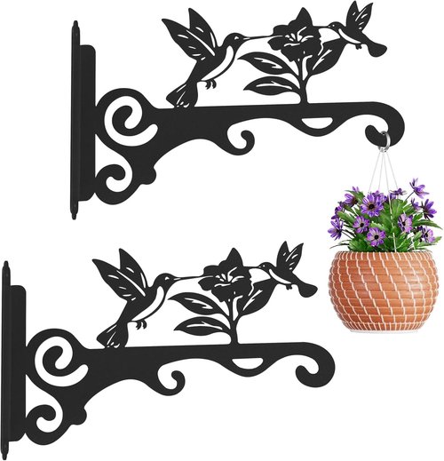 Elegant Bird Pattern Wall Hooks | Rust-Resistant Metal Plant Hangers - 10 Inch for Indoor & Outdoor Use