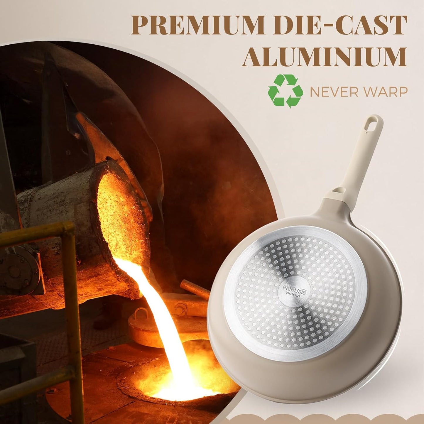 PRICUSIS Nonstick Frying Pan - Healthy 10-Inch Skillet with Lid | PFOA & PTFE Free, Induction Compatible