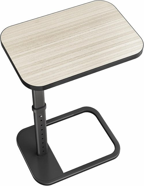 Driftwood Grey TV Tray Table - Adjustable Height & Rounded Metal Corners | C-Shaped Snack Table for Small Spaces