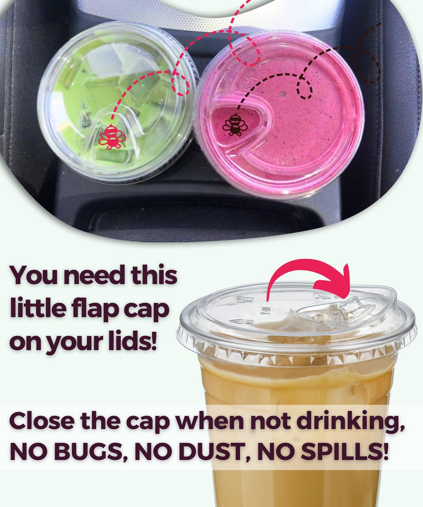 12 oz Clear Plastic Cups with Strawless-Sip-Lids, 50 Sets Disposable Cups Plastic Iced Coffee Cups, To Go Cups with Sip Through Lids for Smoothie, Milkshake, Cold Drinks for Party, Wedding, Event