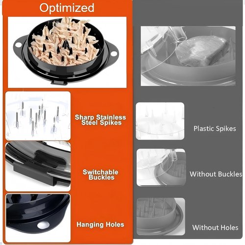 Chicken Shredder Meat Shredder Tool Twist Large - Upgraded with Stainless Steel Spikes for Shredded Chicken Breast Beef Pork Turkey Kitchen Gadgets Essentials Blue&Black