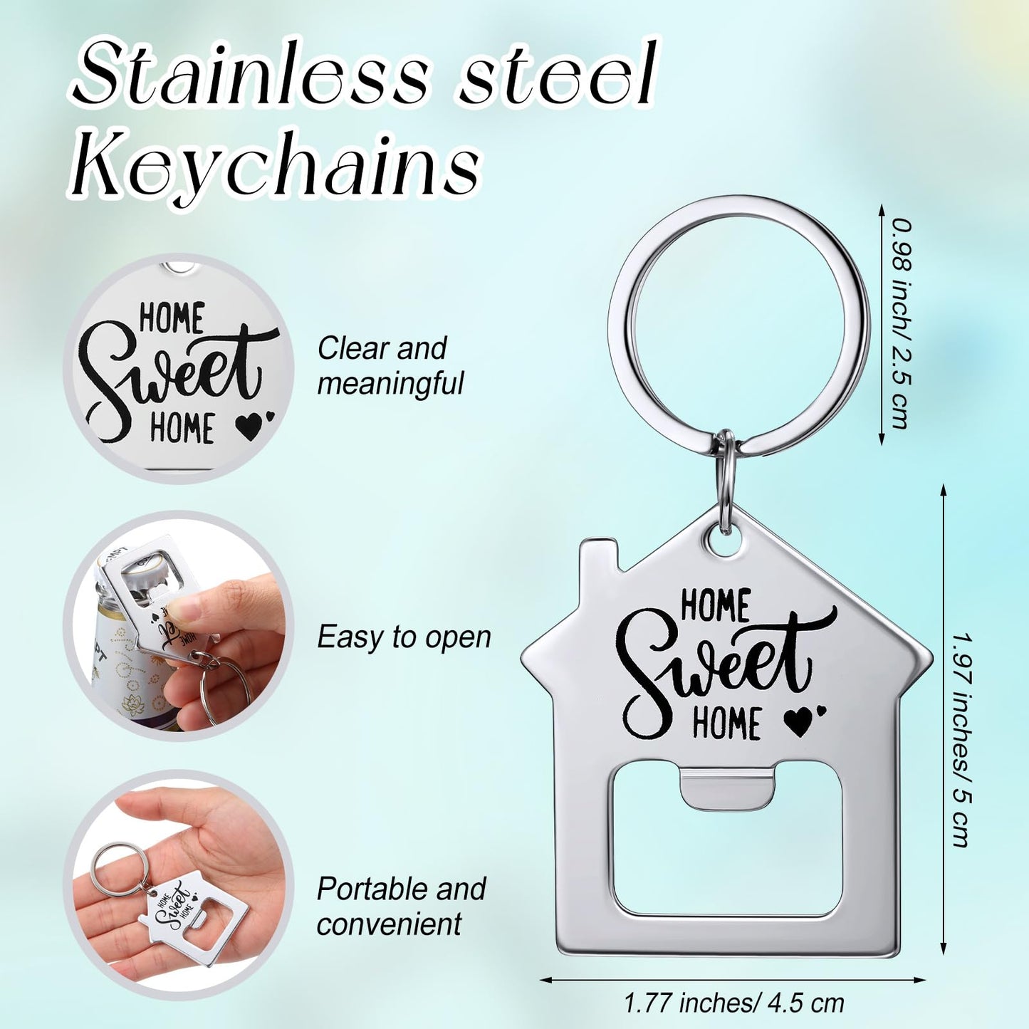 Jingmore 30 Pcs New Home Keychains Bulk Estate Agent Gifts Sweet House Keyrings Housekeeping Gift Housewarming Party Favors (Sweet Home)