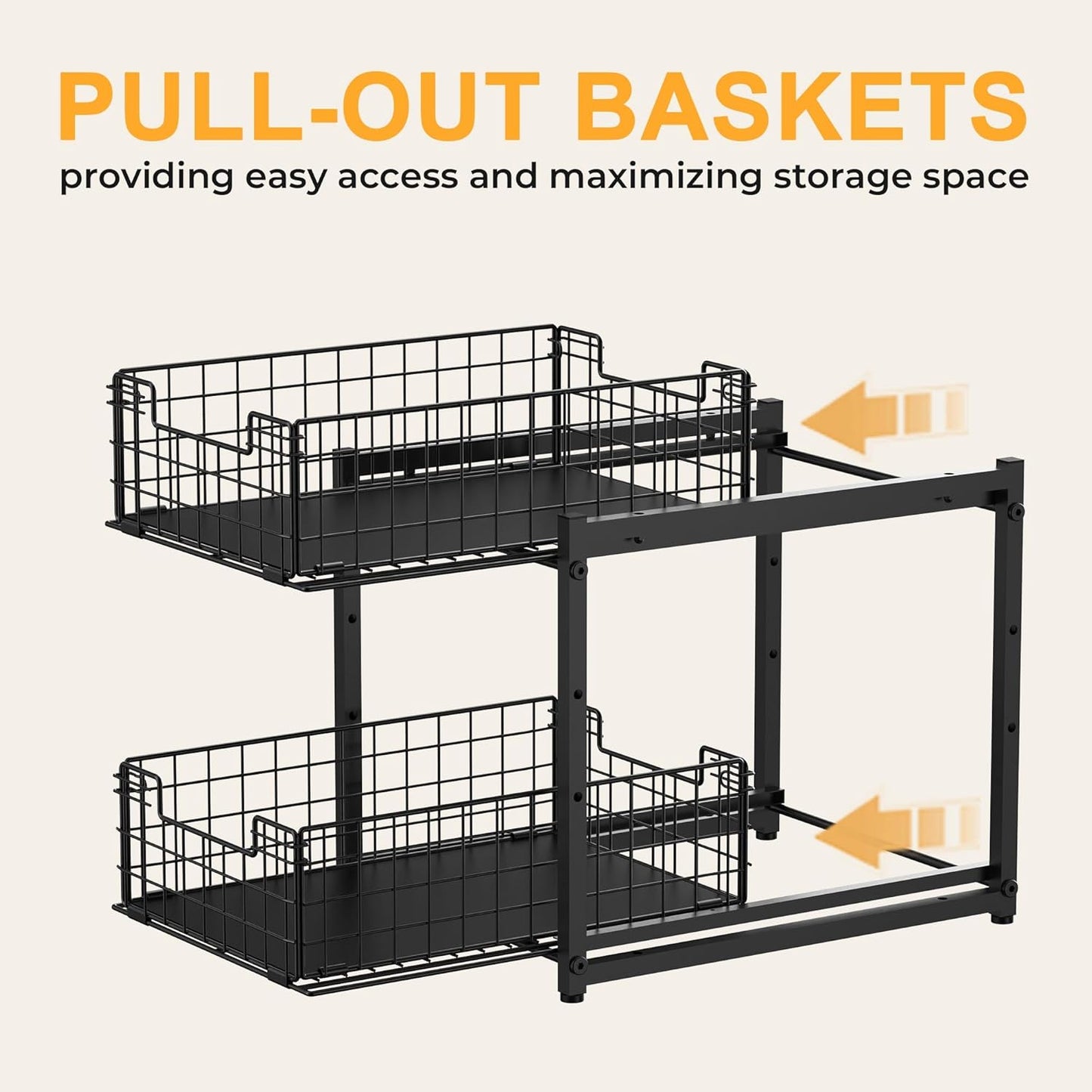 Under Sink Organizer by [Brand Name] - 2-Tier Adjustable Bathroom & Kitchen Storage | Sliding Drawers 13.8x11x15.8 Inch