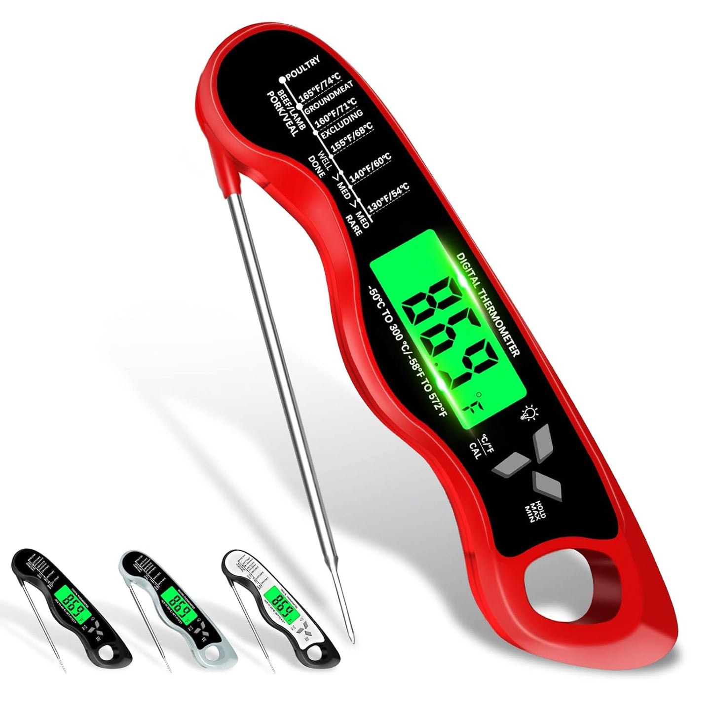 Meat Thermometer - Skiennix Digital IP67 Waterproof Cooking Thermometer with Backlight & Calibration