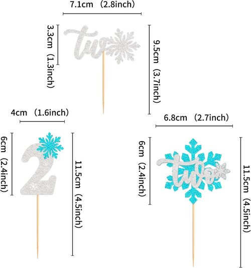 Ercadio 24 PCS Blue Snowflake Cupcake Toppers - Glittery Picks for Winter Onederland Theme Party