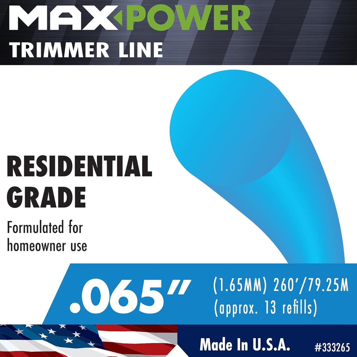Maxpower 333265 Round Trimmer Line - .065-Inch Thickness, 260-Foot Length for Residential Use