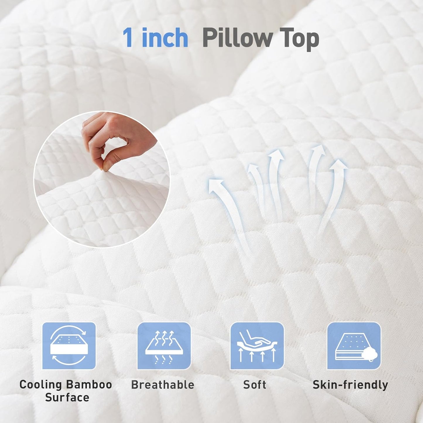 Skiennix Dual Layer Memory Foam Mattress Topper - 3 Inch Cooling Gel & Pillow Top | Twin Size, Deep Pocket
