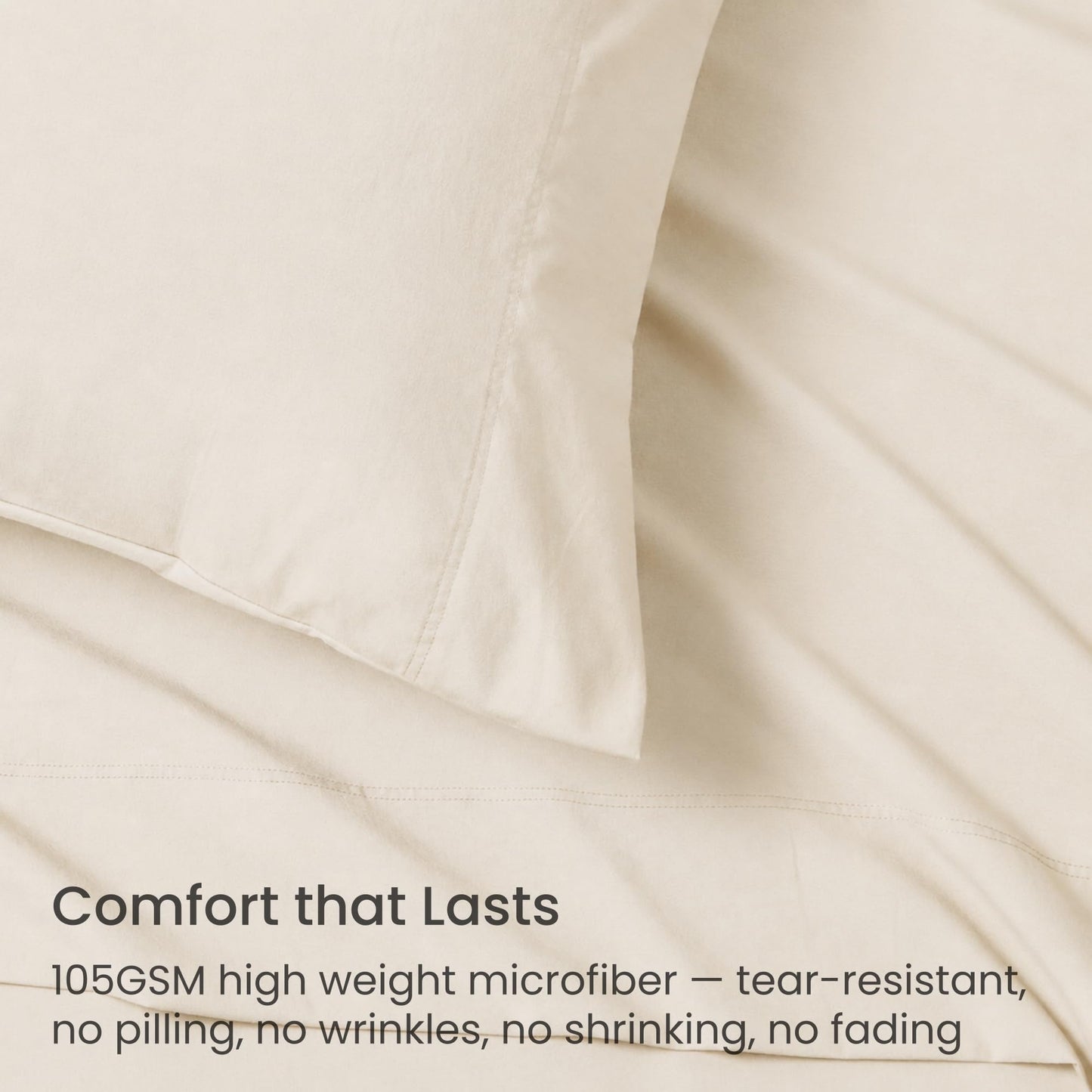 GOKOTTA 5 Pcs Split King Sheets Set for Adjustable Bed with Elastic Corner Straps, 16" Deep Pocket Sleep Number Sheets - Brushed Microfiber Polyester - Soft, Breathable, Wrinkle-Free - Beige