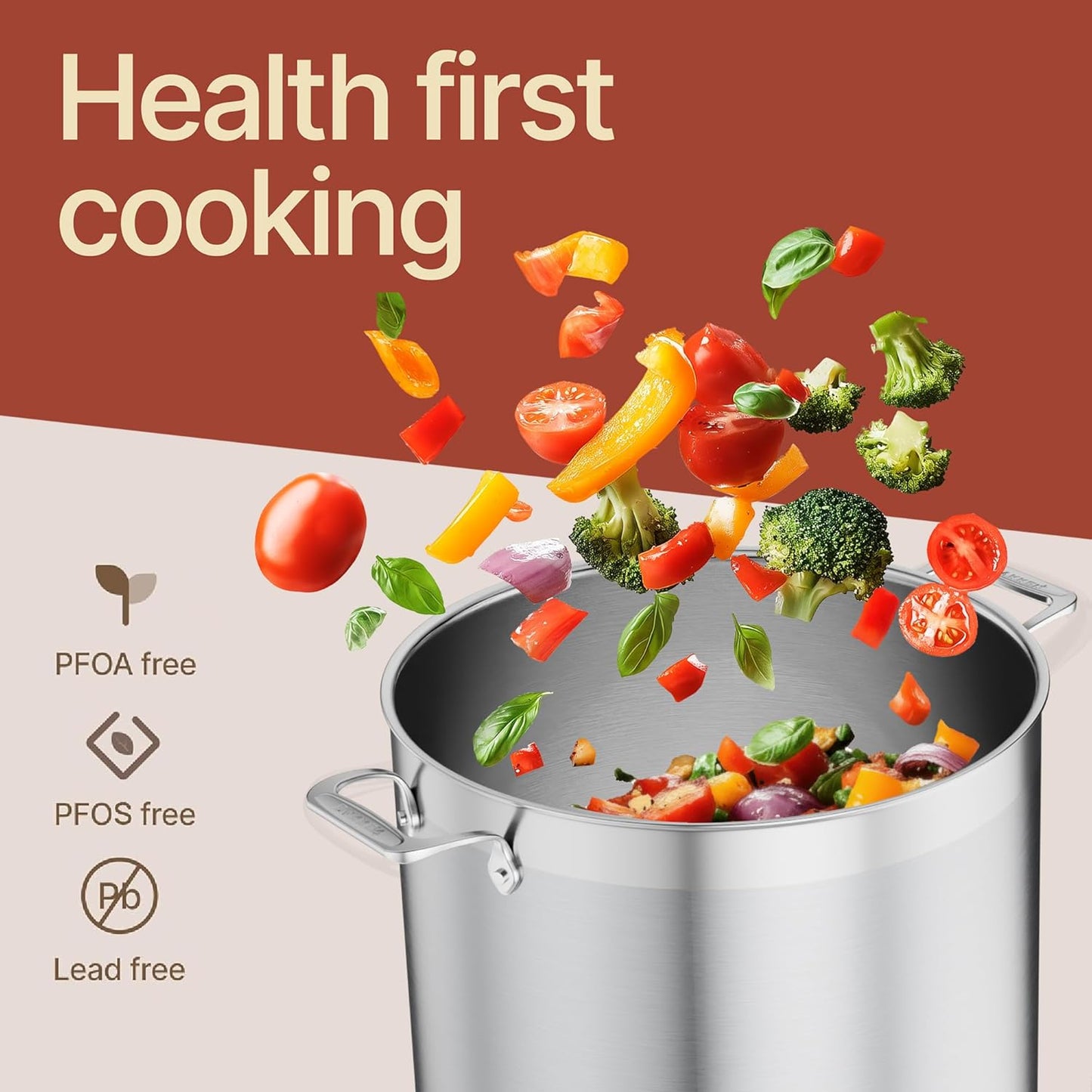 Stainless Steel Stockpot - 24 Quart Durable 18/8 Steel with Impact-Bonded Base & Riveted Handles