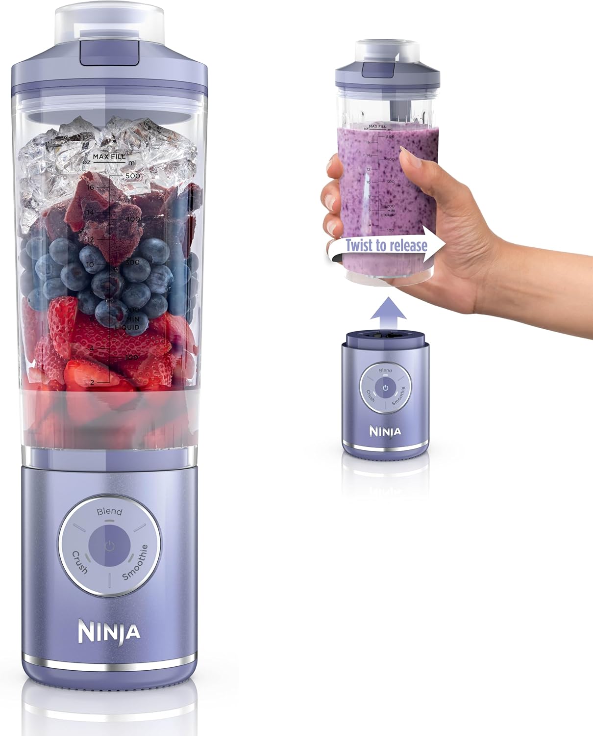 Ninja Blast Max Portable Blender - Cordless Personal Smoothie Maker | 22 oz Leakproof Vessel, Lavender