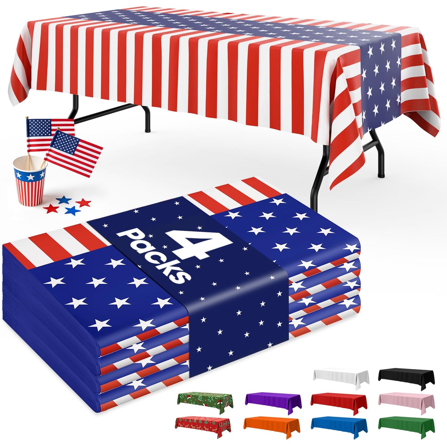Niuara Football Party Decorations Plastic Table Cloth - 4 Pack 54" × 108" Rectangle Superbowl Disposable Tablecloths for 6FT Tables, Table Cover for Party, Holiday & Gathering Use