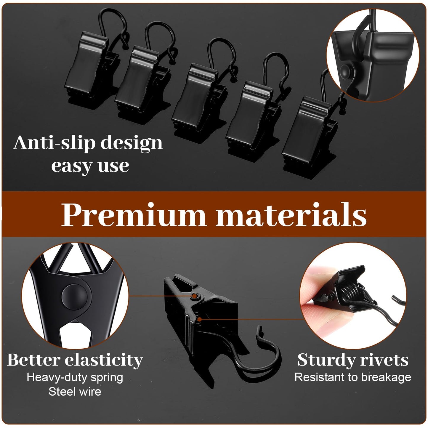 200 Pcs Stainless Steel Curtain Clips, Heavy-Duty Small Curtain Hooks Hangers for Hanging Outdoor String Lights, Art Craft Display, and Home Decoration