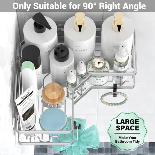 **AKTECKE Corner Shower Caddy - Adhesive Bathroom Organizer with Rustproof Stainless Steel - 3-Pack**