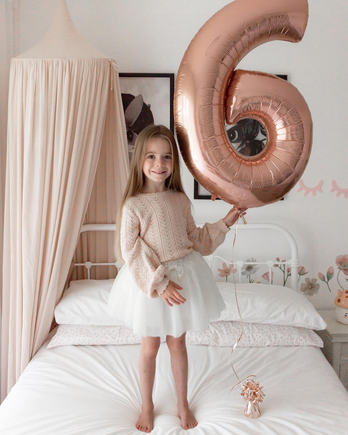 Rose Gold 6 Balloon, Number Balloons 40 Inch, 6th Balloons for Birthday Decorations, Rose Gold Party Supplies 6 Birthday Balloon, Number 6 Balloon