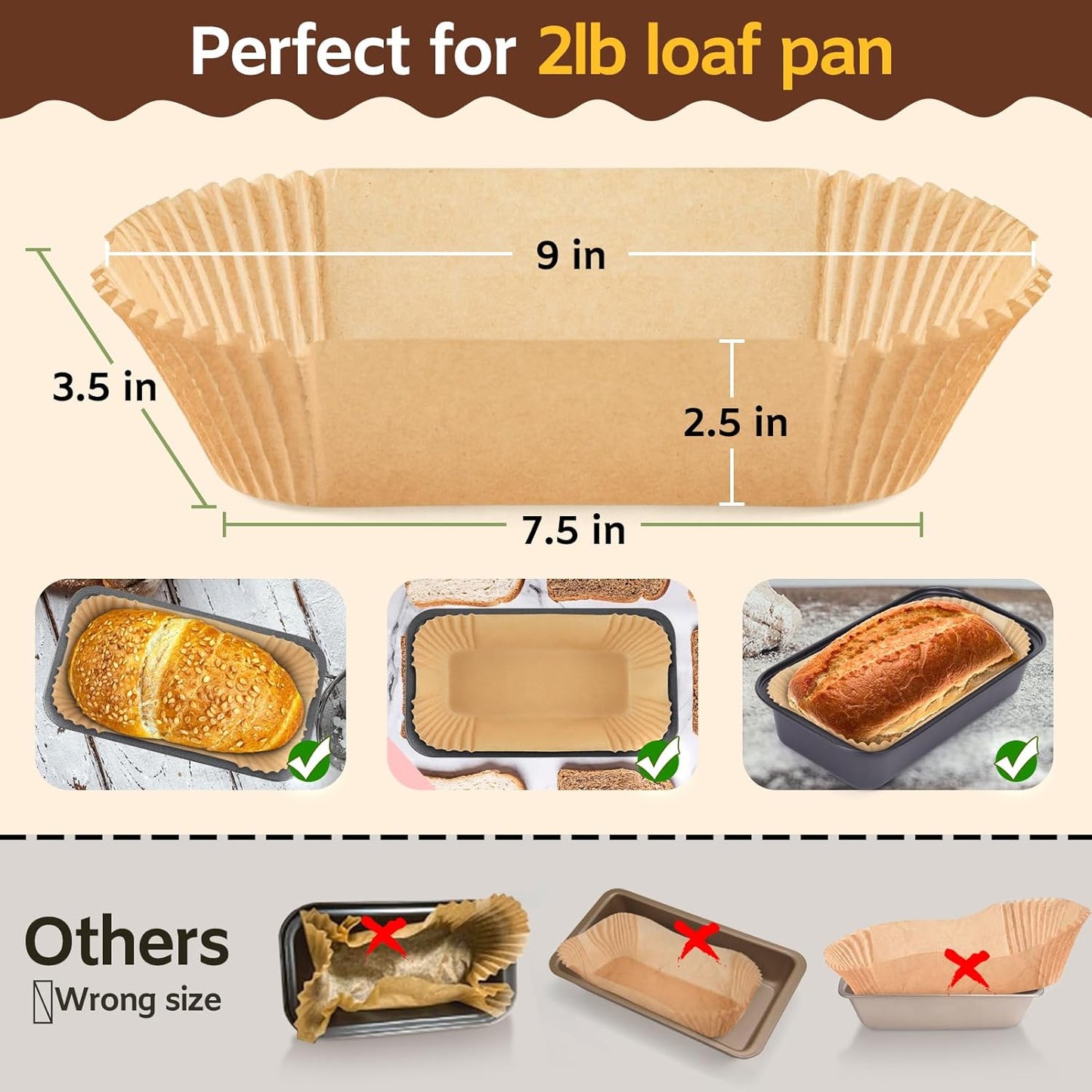 Loaf Pan Liners - 150PCS Non-Stick Parchment Paper for Baking Bread | 9x5 Inch Pre-Formed Liners