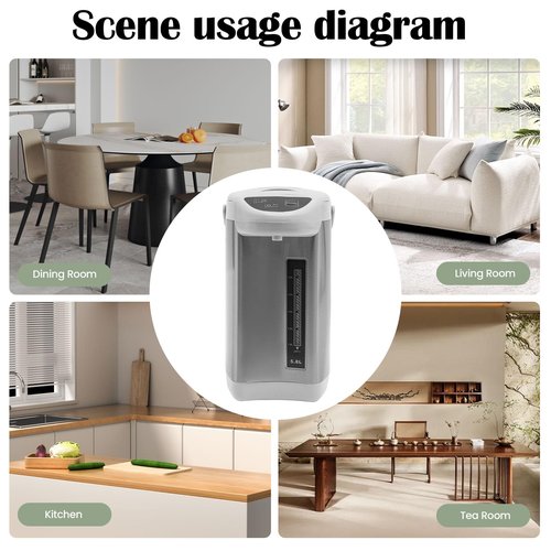 Ageanbri Electric Hot Water Urn Pot Dispenser 4L (135 Oz), Electric Hot Water Boiler and Warmer Anti-dry Burn Protection, Rotating Base, Instant Auto Boiler and Warmer, for Tea & Coffee (Grey)